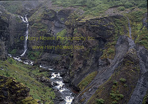 Glymur - highest waterfall in Iceland - shot in the driving rain with a fully mechanical camera.